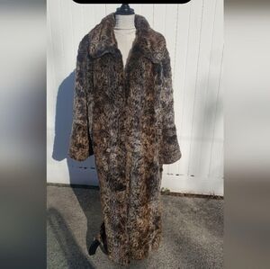 Pamela McCoy Brown Leopard Teddy / Faux Fur Coat Jacket